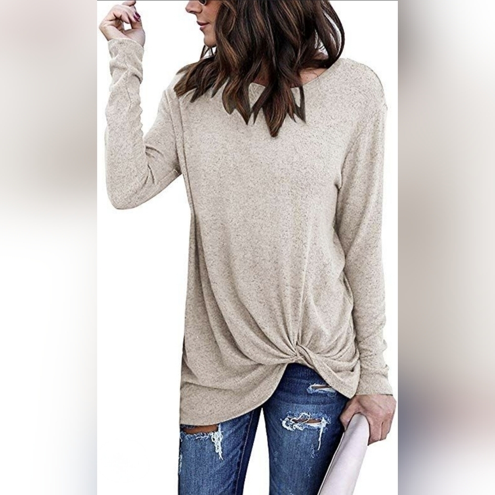 Yidarton Lightweight Long Sleeve Twist Knot Top Shirt Size Medium